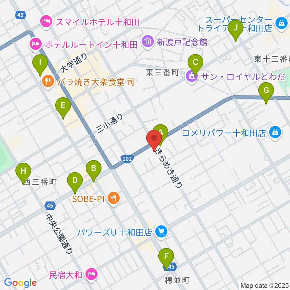 TSUTAYA 十和田店周辺のコンビニエンスストア一覧地図