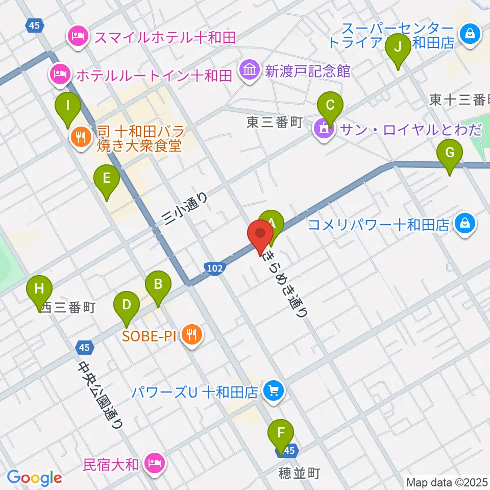 TSUTAYA 十和田店周辺のコンビニエンスストア一覧地図