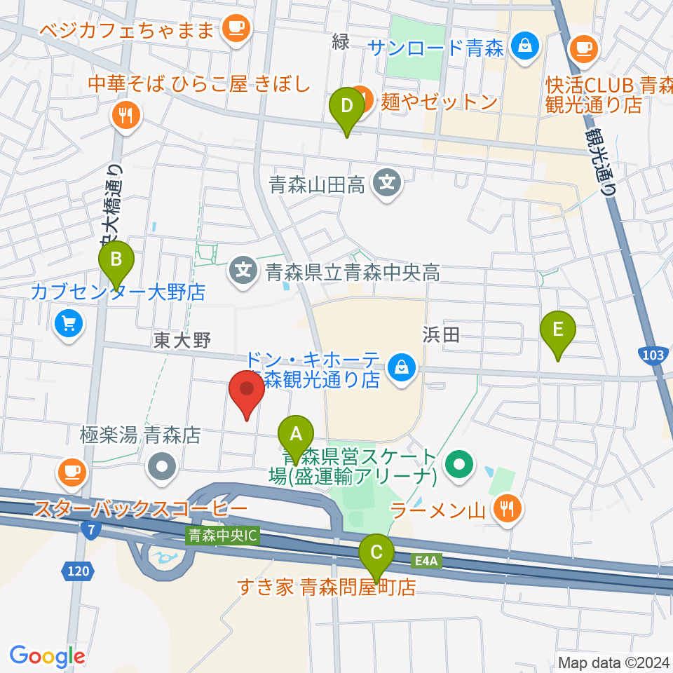 TSUTAYA 青森中央店周辺のコンビニエンスストア一覧地図