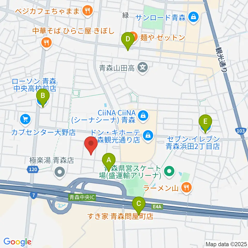 TSUTAYA 青森中央店周辺のコンビニエンスストア一覧地図