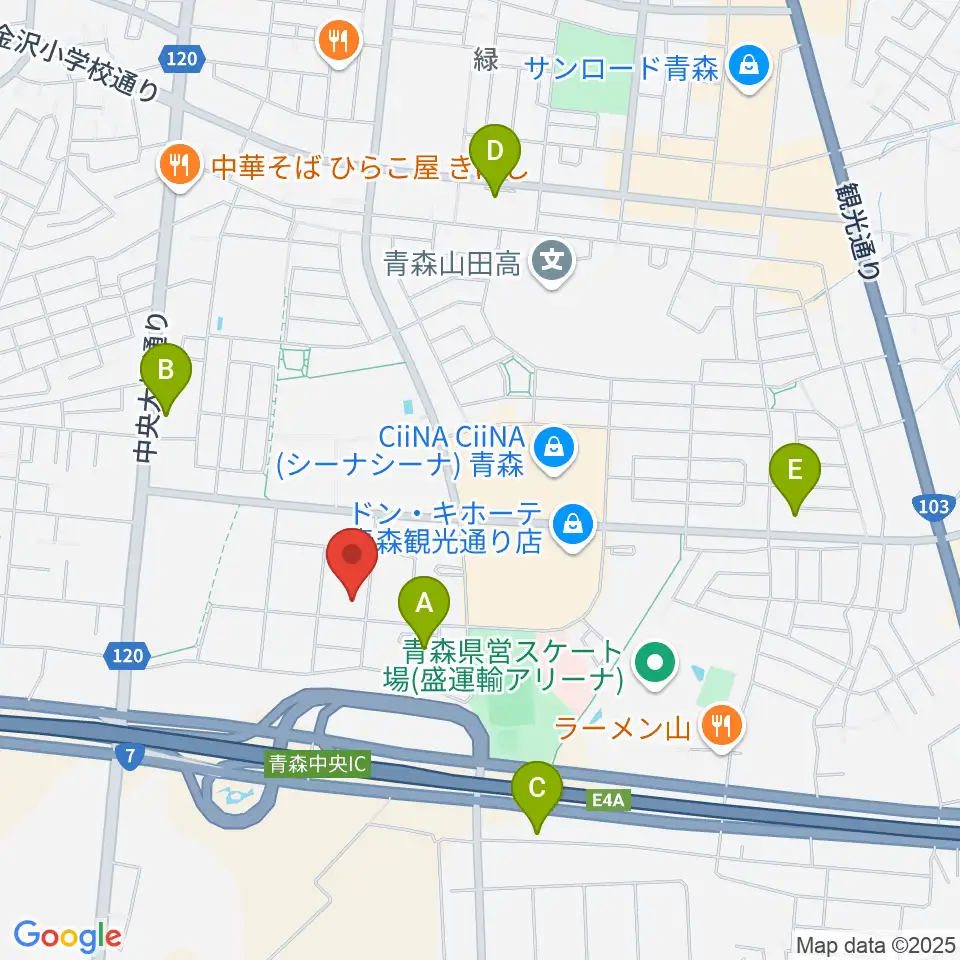 TSUTAYA 青森中央店周辺のコンビニエンスストア一覧地図