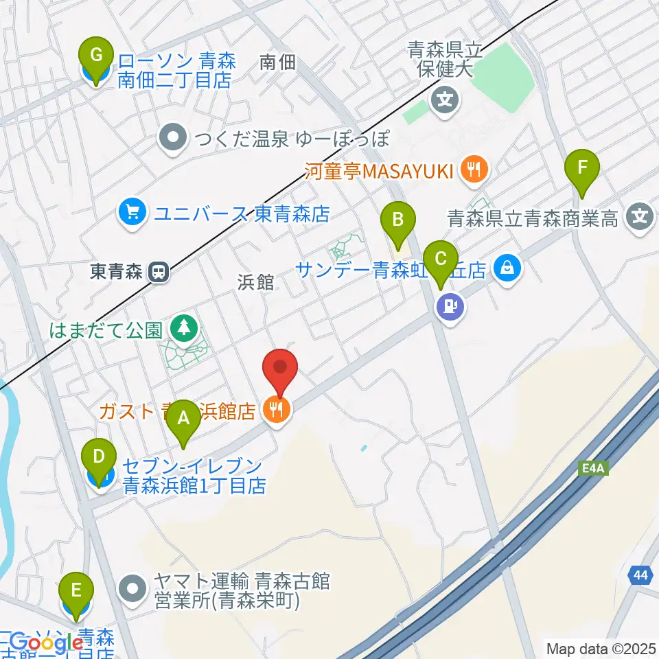 ゲオ青森浜館店周辺のコンビニエンスストア一覧地図