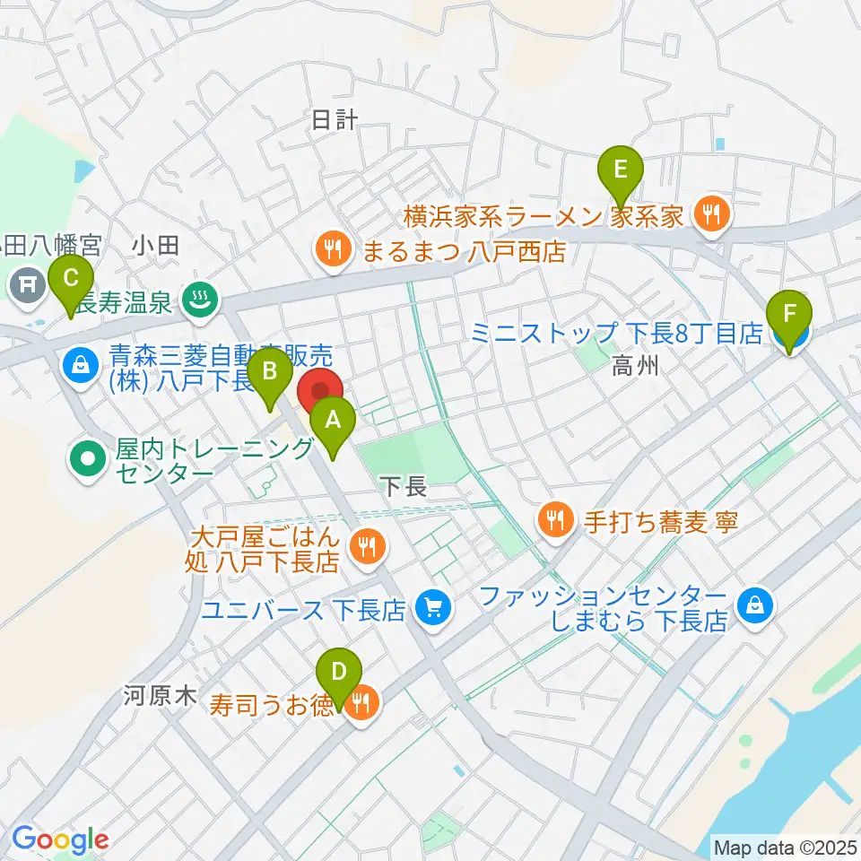 ゲオ八戸下長店周辺のコンビニエンスストア一覧地図