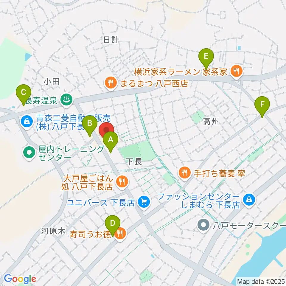 ゲオ八戸下長店周辺のコンビニエンスストア一覧地図