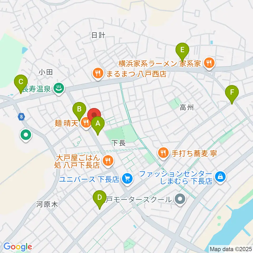 ゲオ八戸下長店周辺のコンビニエンスストア一覧地図