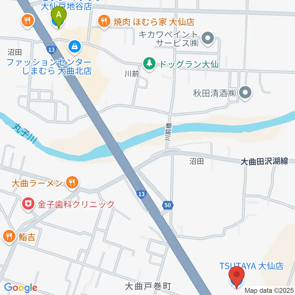 TSUTAYA 大仙店周辺のコンビニエンスストア一覧地図