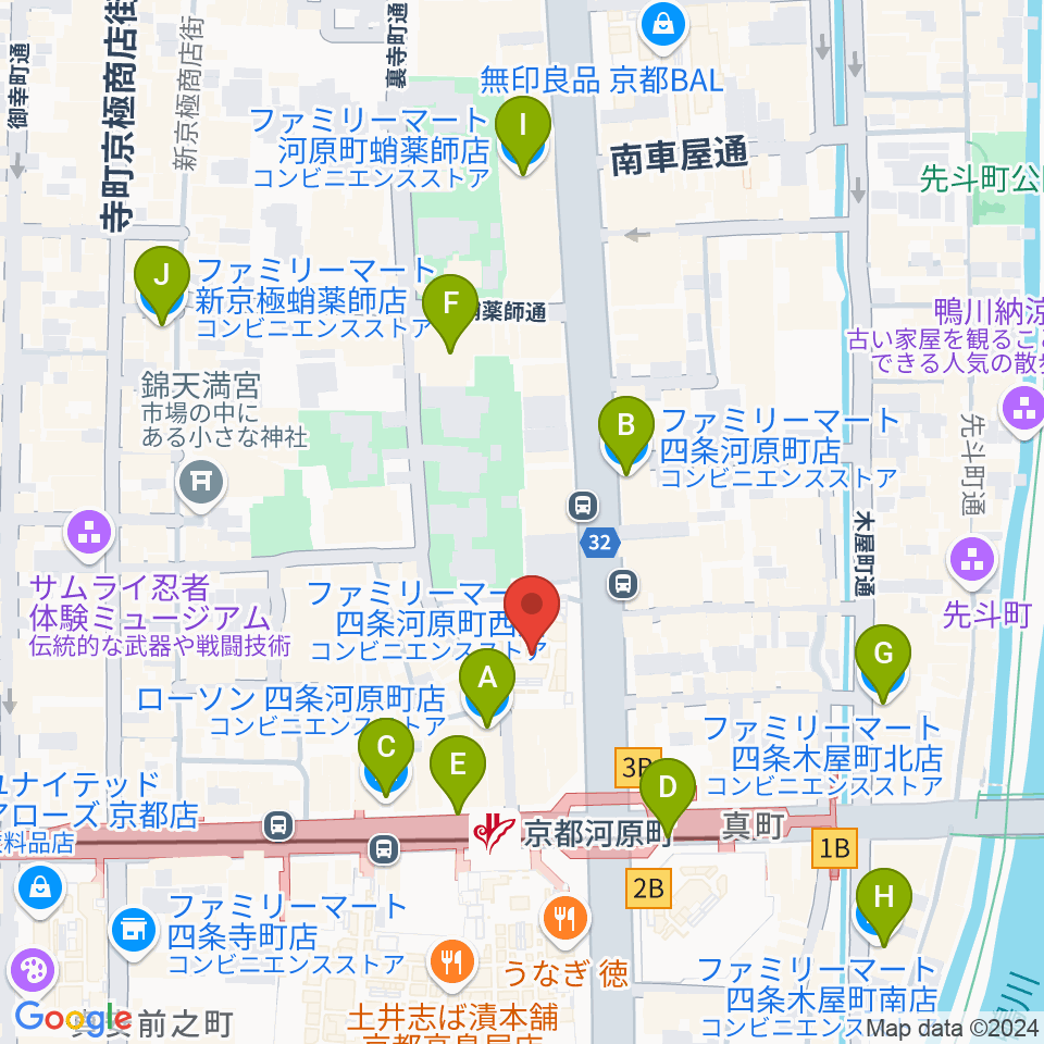 タワーレコード京都店周辺のコンビニエンスストア一覧地図