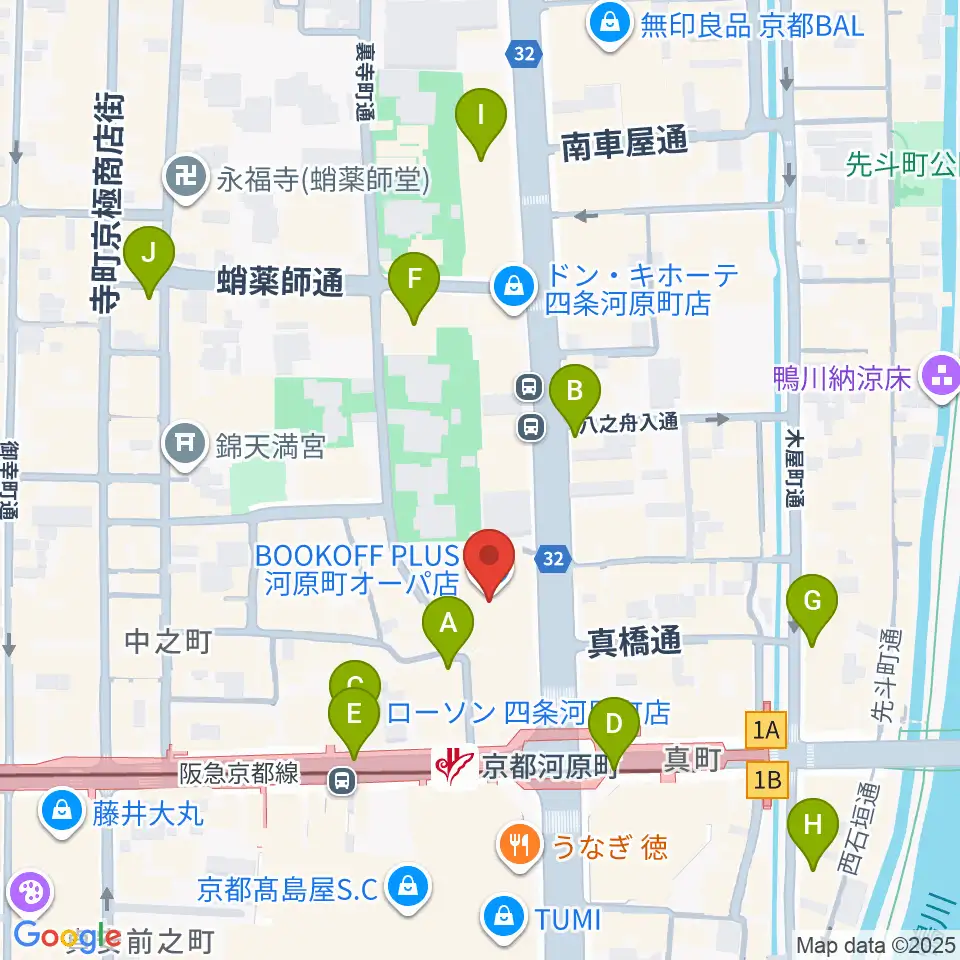 タワーレコード京都店周辺のコンビニエンスストア一覧地図