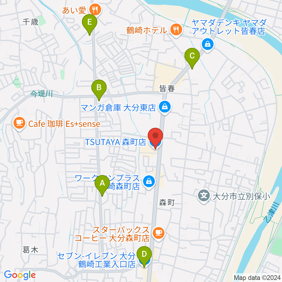 TSUTAYA 森町店周辺のコンビニエンスストア一覧地図