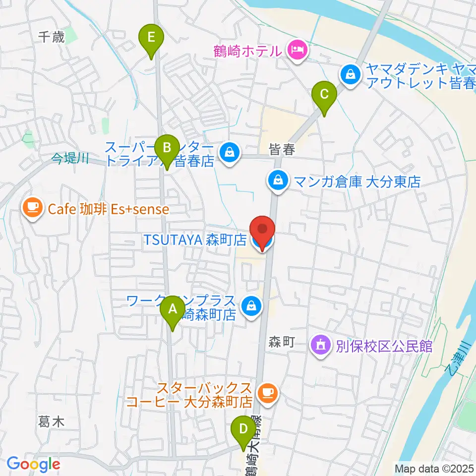 TSUTAYA 森町店周辺のコンビニエンスストア一覧地図