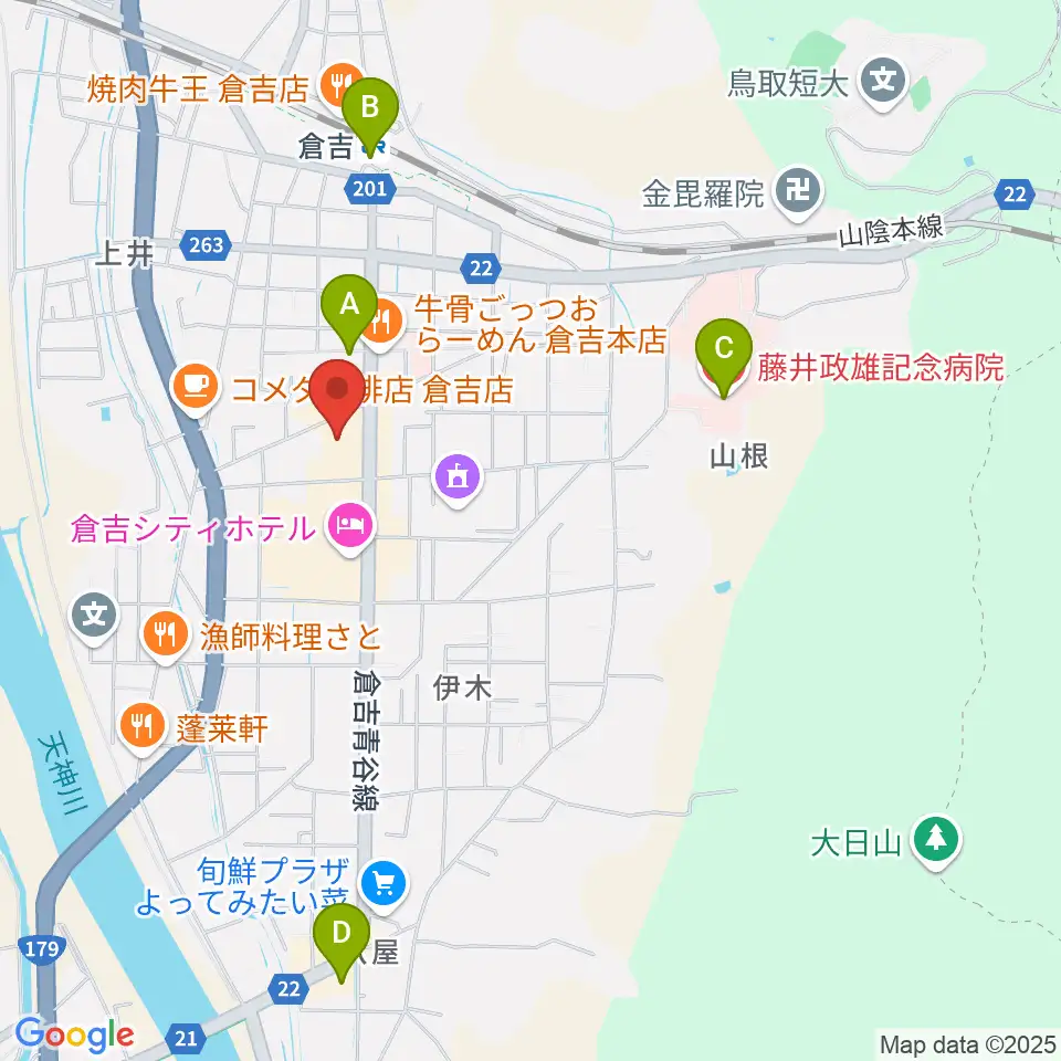 ゲオ倉吉店周辺のコンビニエンスストア一覧地図