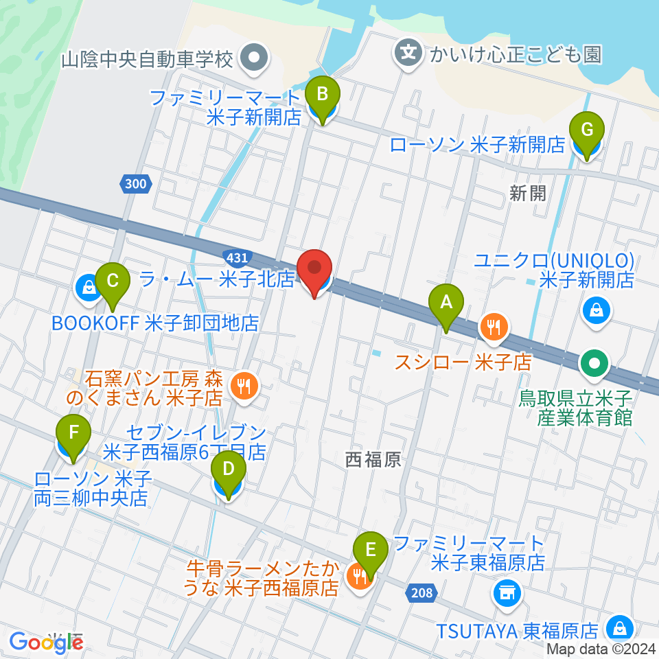 ゲオ米子西福原店周辺のコンビニエンスストア一覧地図