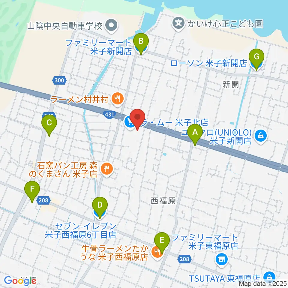 ゲオ米子西福原店周辺のコンビニエンスストア一覧地図
