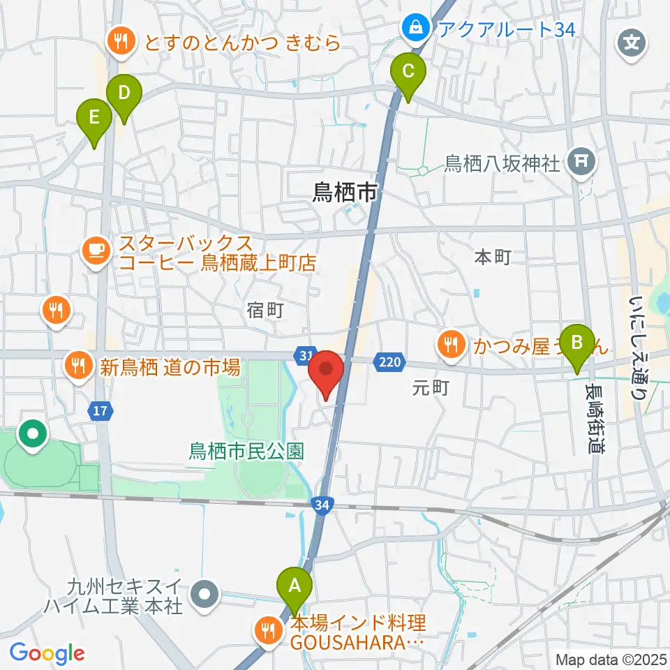 ゲオ鳥栖店周辺のコンビニエンスストア一覧地図
