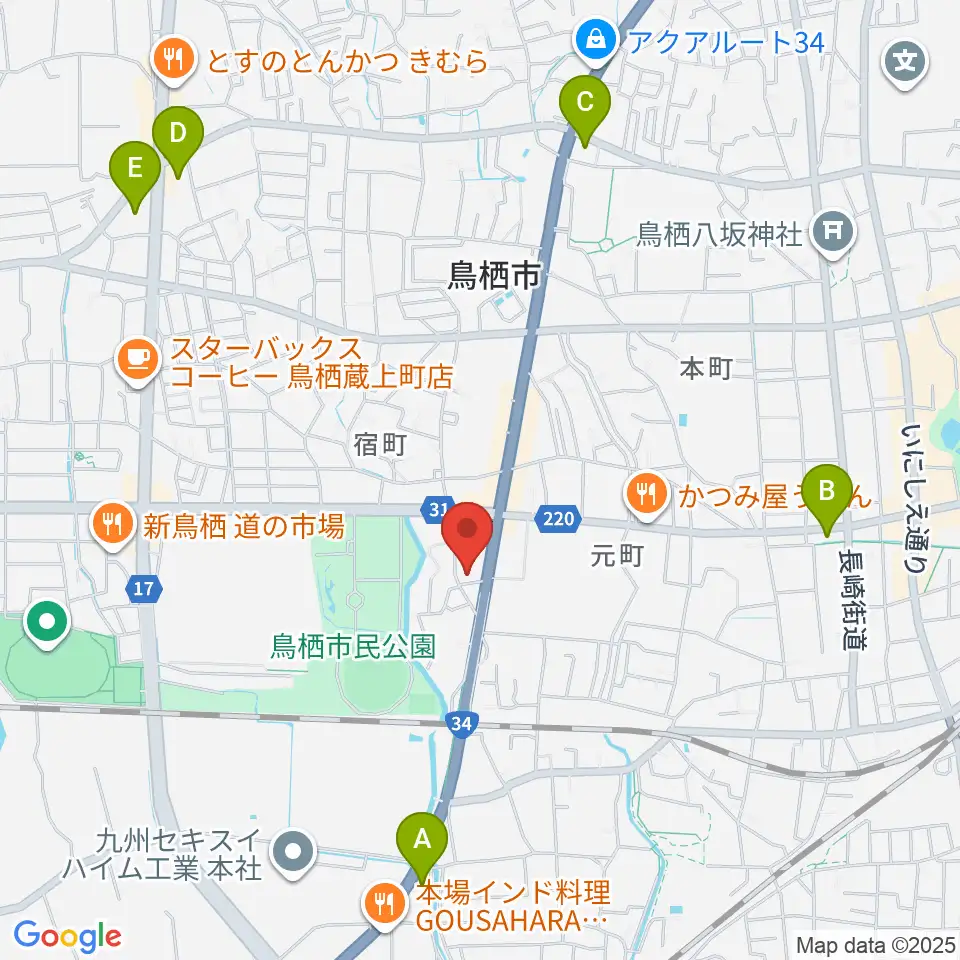 ゲオ鳥栖店周辺のコンビニエンスストア一覧地図