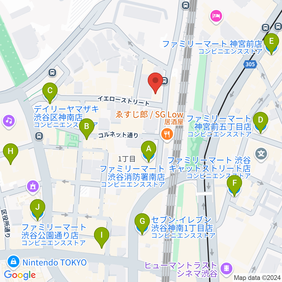 渋谷UNDER DEER Lounge周辺のコンビニエンスストア一覧地図