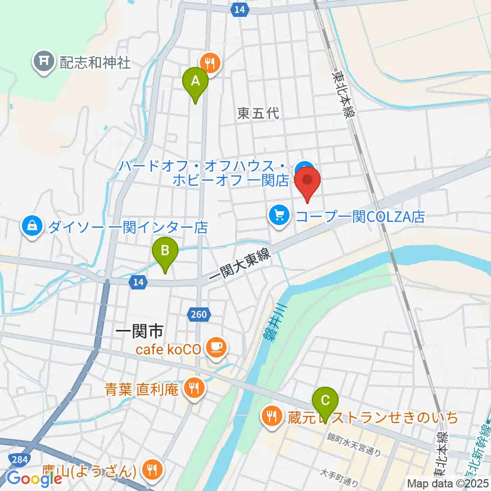 TSUTAYA 一関中央店周辺のコンビニエンスストア一覧地図