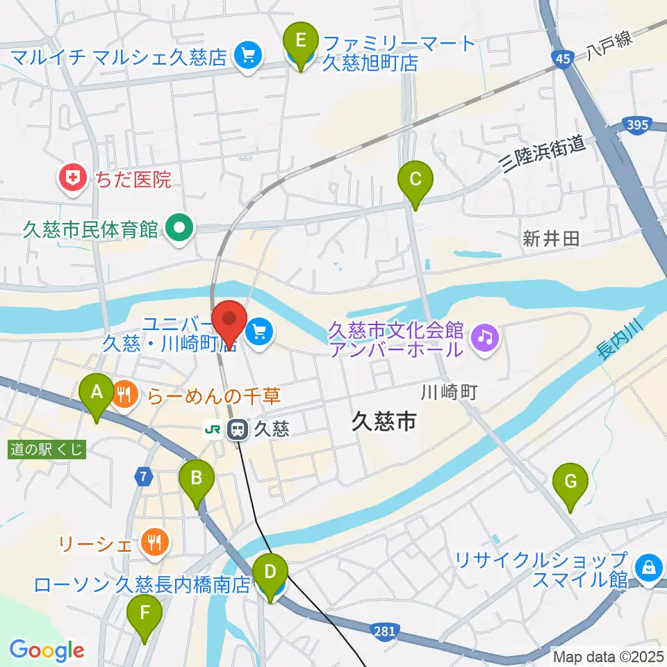 TSUTAYA 久慈店周辺のコンビニエンスストア一覧地図