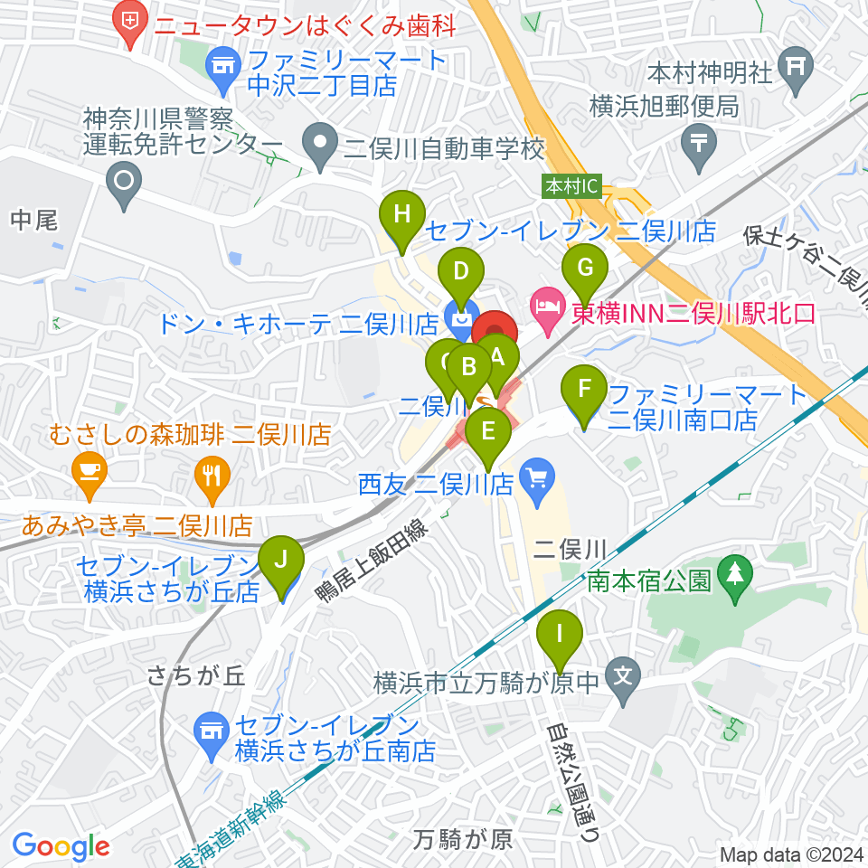 横浜市旭区民文化センターサンハート周辺のコンビニエンスストア一覧地図