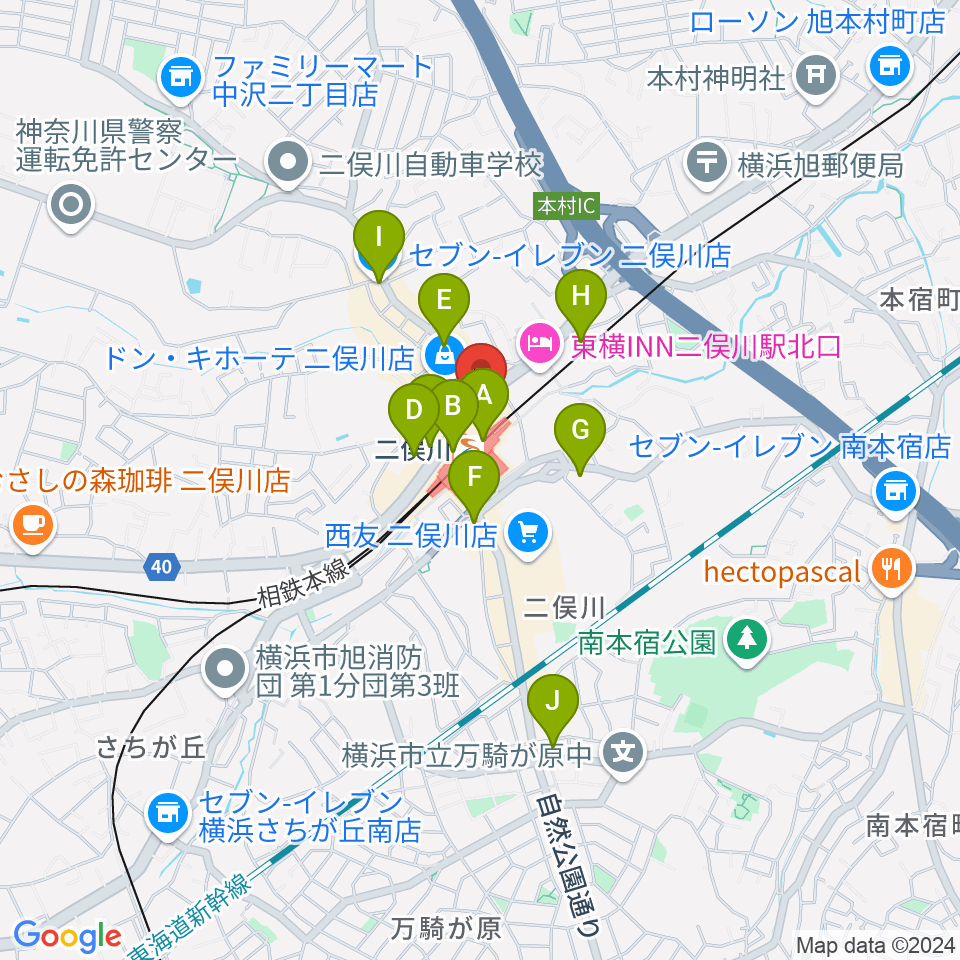 横浜市旭区民文化センターサンハート周辺のコンビニエンスストア一覧地図