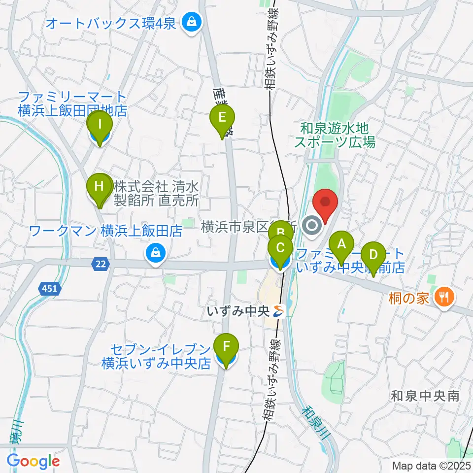 横浜市泉公会堂周辺のコンビニエンスストア一覧地図