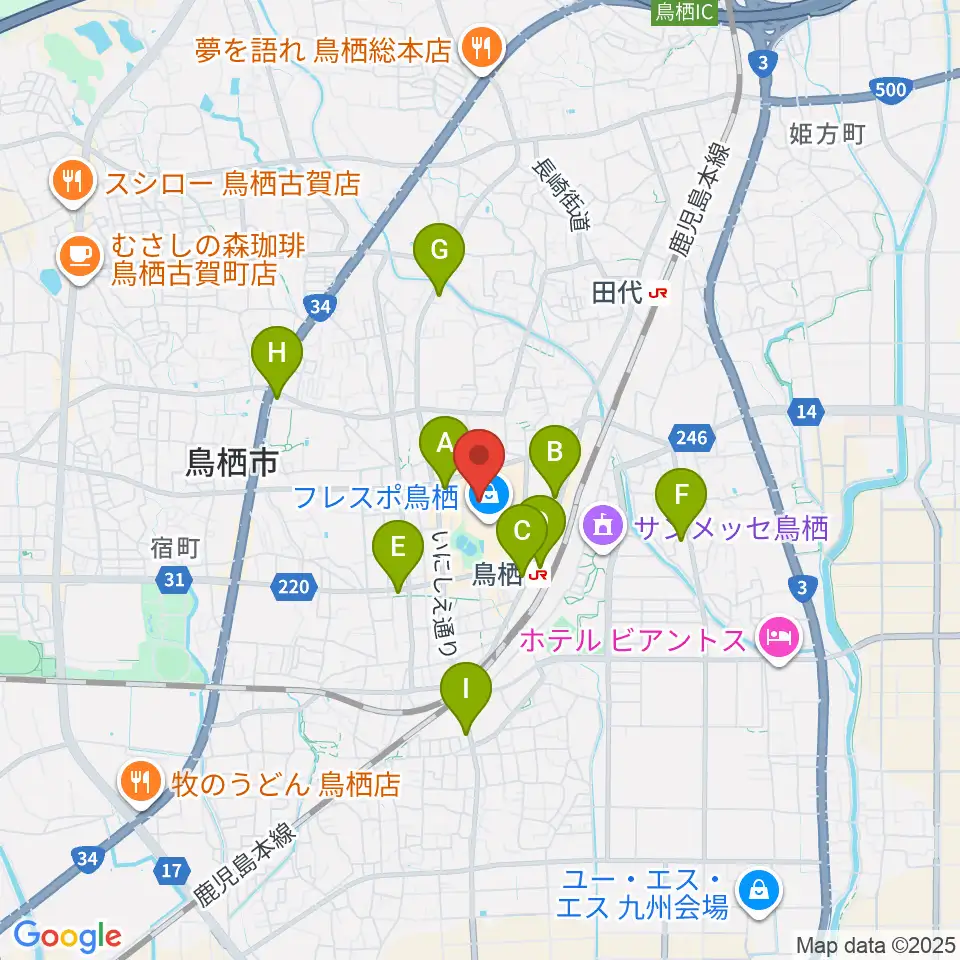 TSUTAYA 鳥栖店周辺のコンビニエンスストア一覧地図