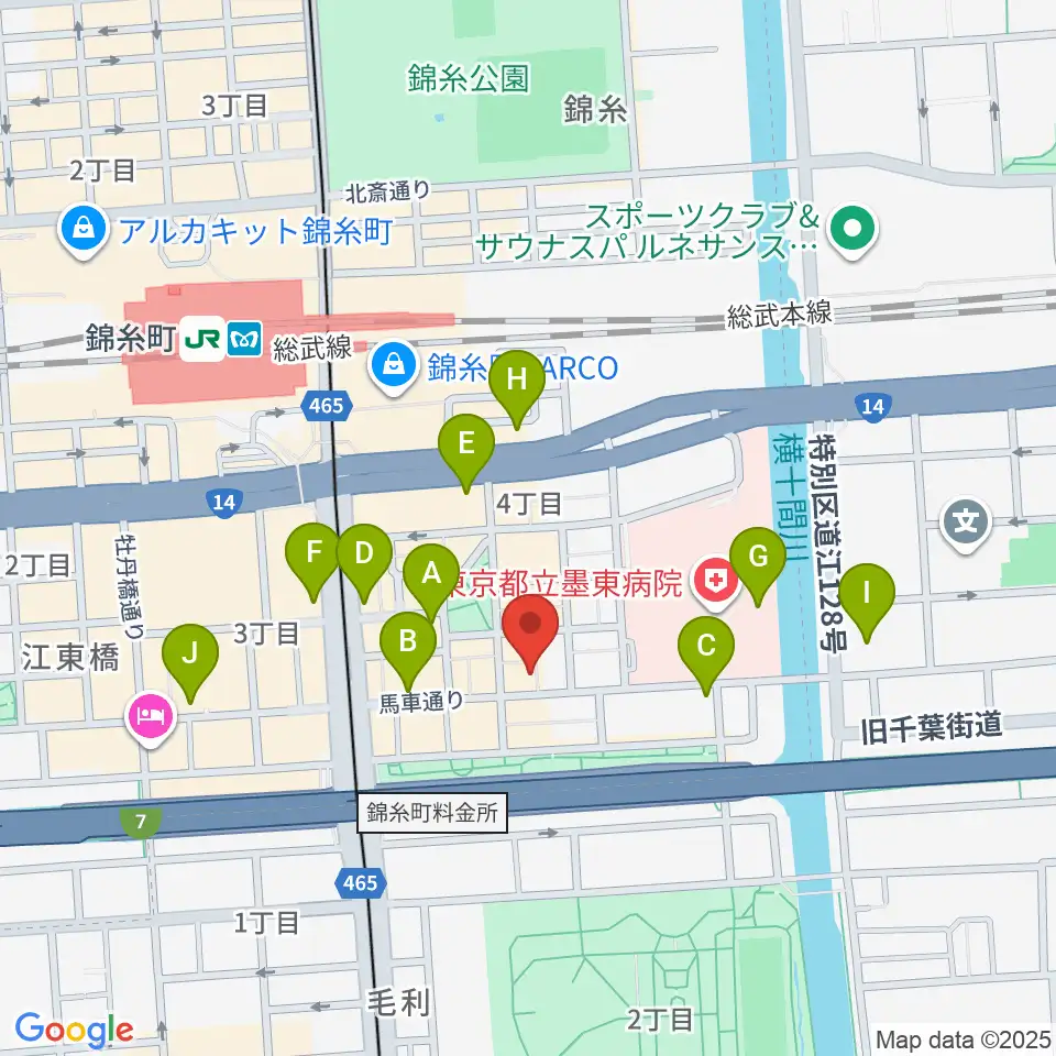 錦糸町パピーズ周辺のコンビニエンスストア一覧地図