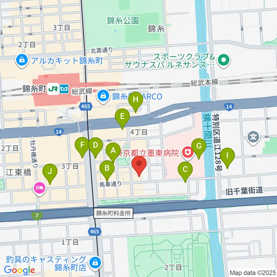 錦糸町パピーズ周辺のコンビニエンスストア一覧地図