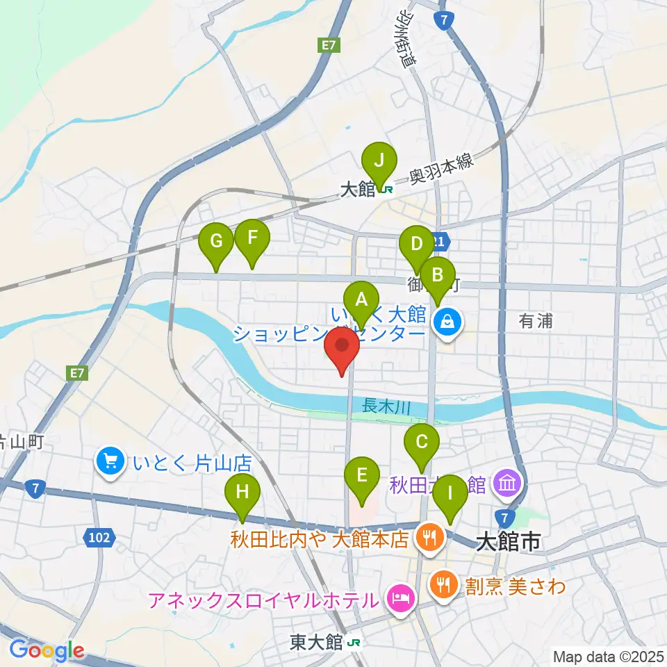 ゲオ大館店周辺のコンビニエンスストア一覧地図