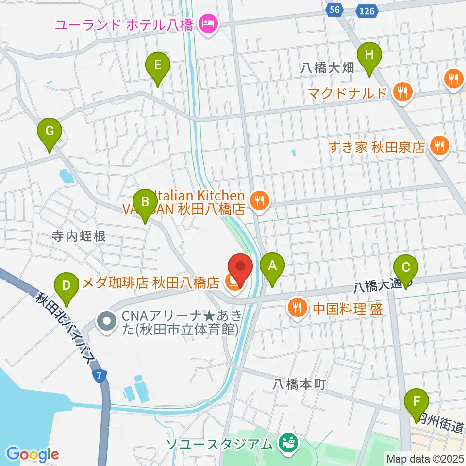 ゲオスーパーブックス八橋店周辺のコンビニエンスストア一覧地図
