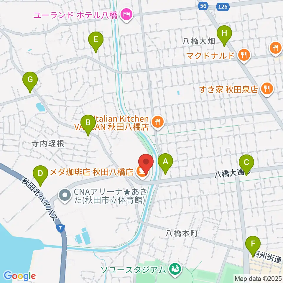 ゲオスーパーブックス八橋店周辺のコンビニエンスストア一覧地図