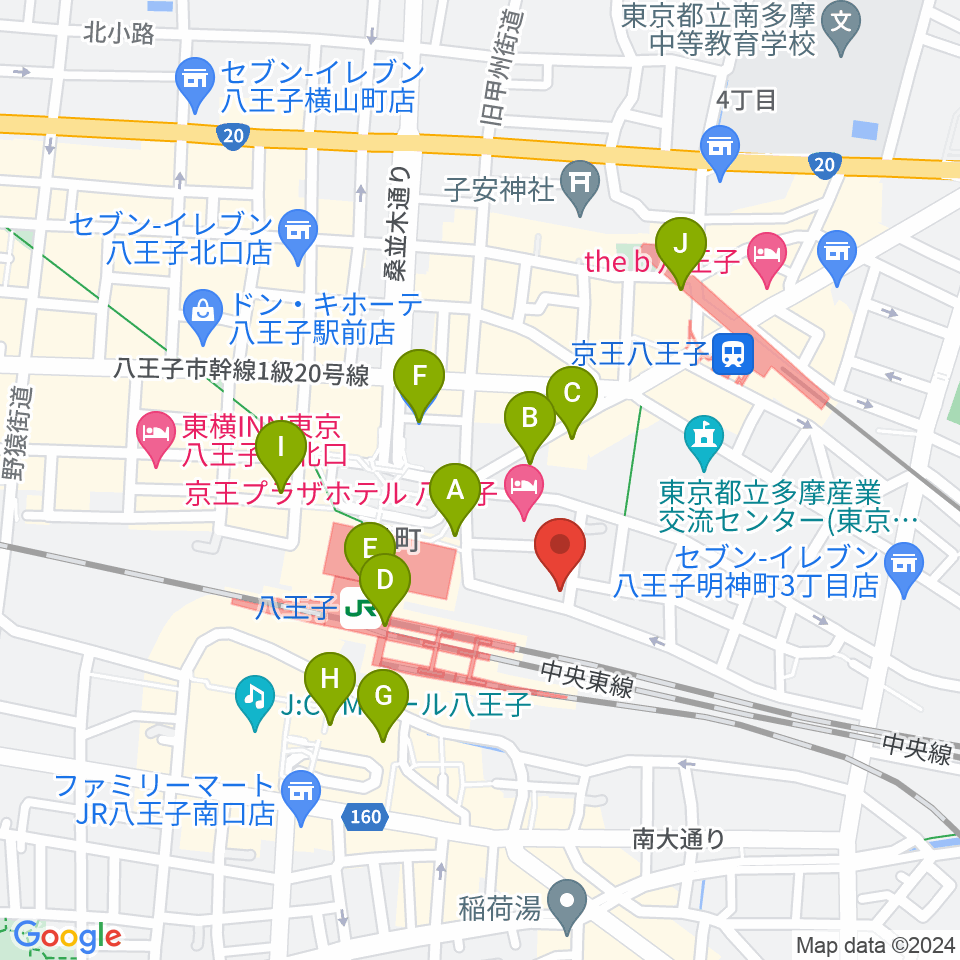 八王子音楽院JR校周辺のコンビニエンスストア一覧地図