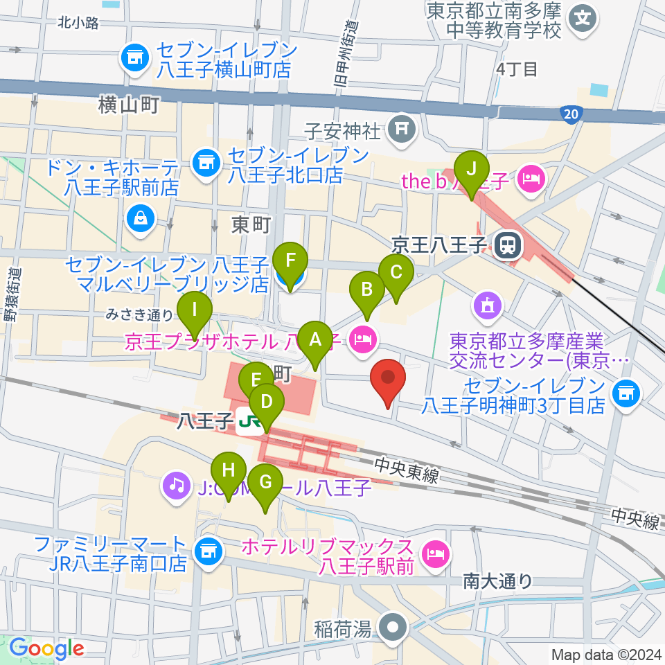 八王子音楽院JR校周辺のコンビニエンスストア一覧地図