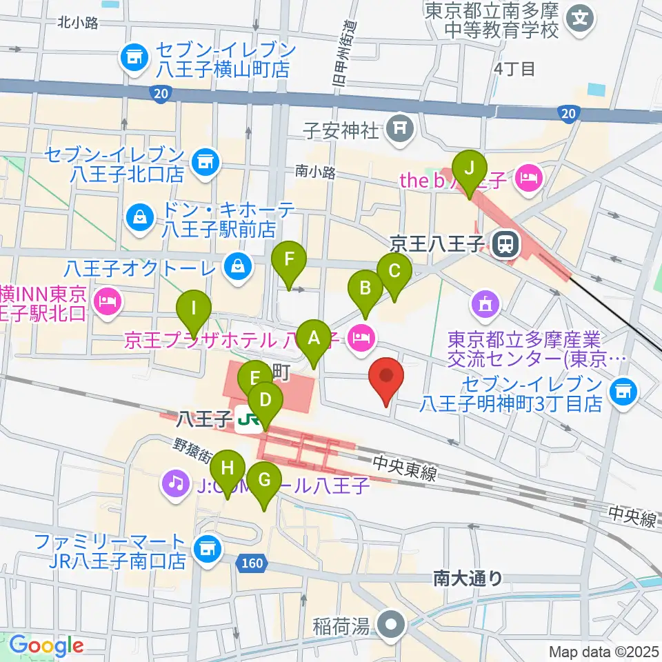 八王子音楽院JR校周辺のコンビニエンスストア一覧地図