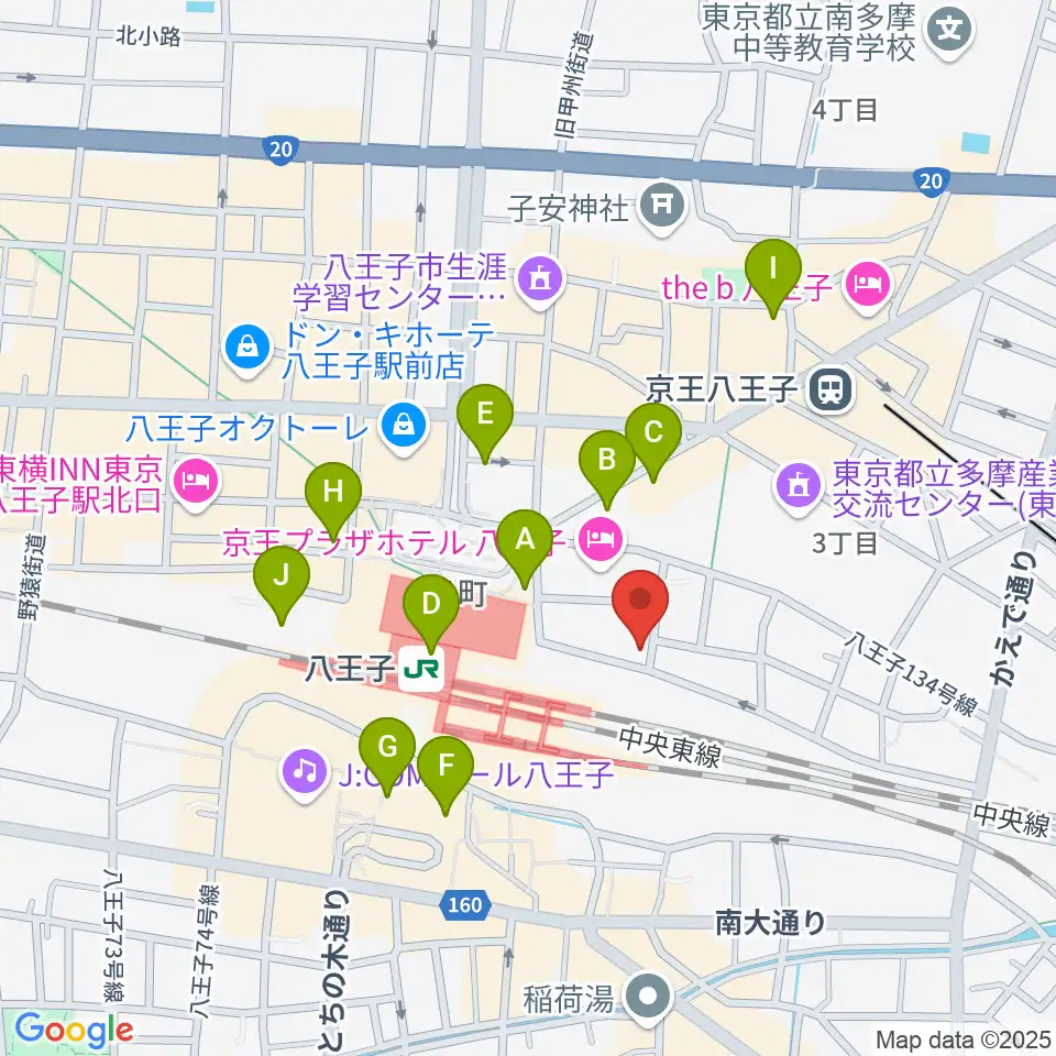 八王子音楽院JR校周辺のコンビニエンスストア一覧地図