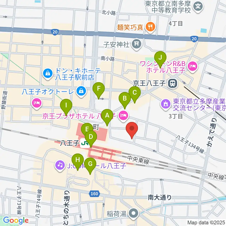 八王子音楽院JR校周辺のコンビニエンスストア一覧地図