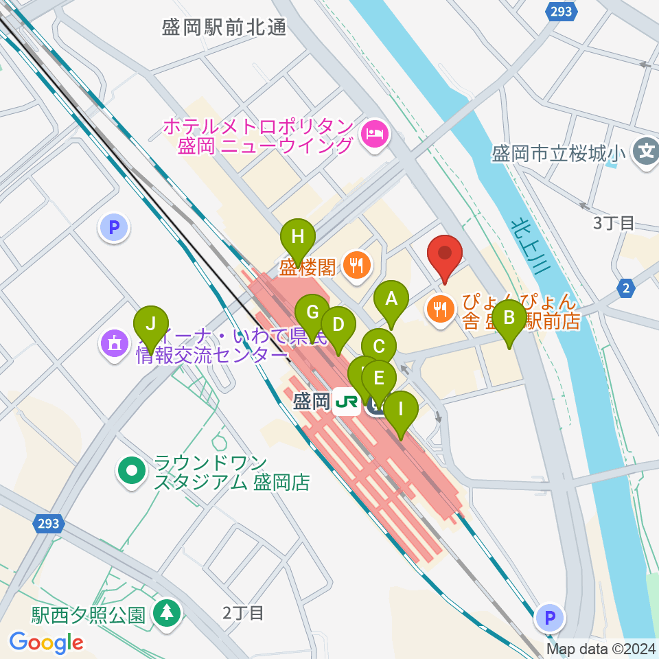 盛岡グローブ周辺のコンビニエンスストア一覧地図