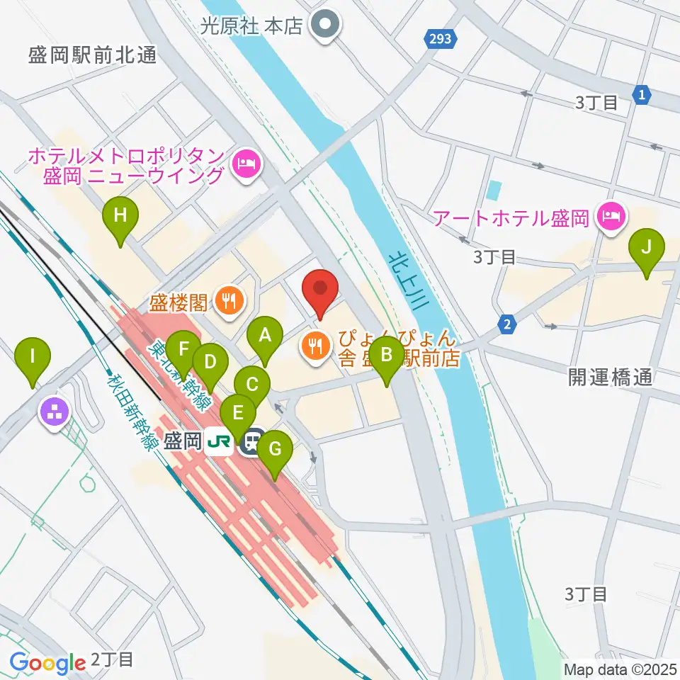 盛岡グローブ周辺のコンビニエンスストア一覧地図