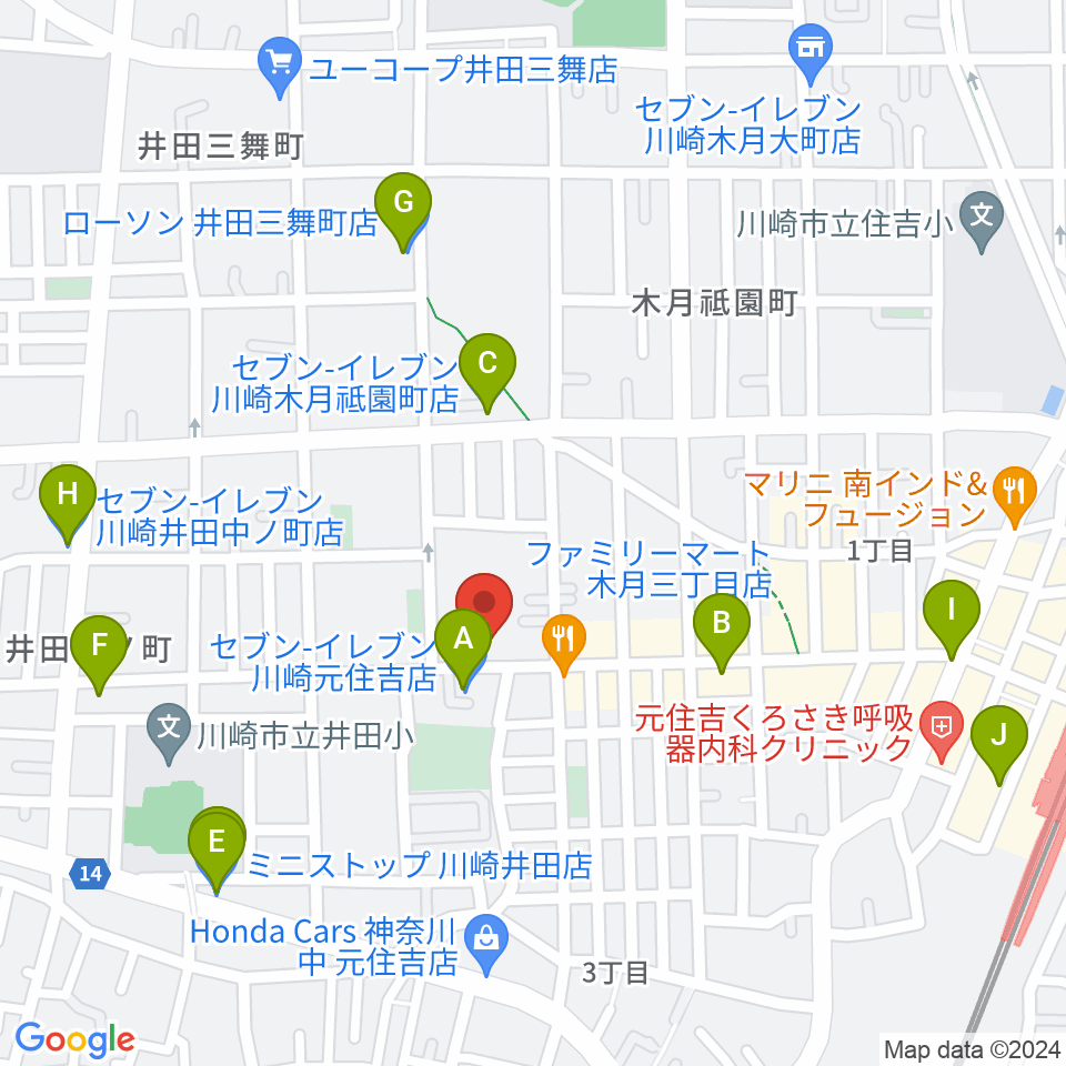 スミノ楽器店周辺のコンビニエンスストア一覧地図