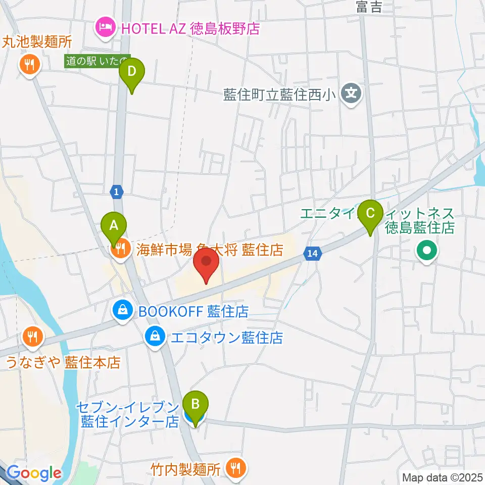 ゲオ藍住店周辺のコンビニエンスストア一覧地図