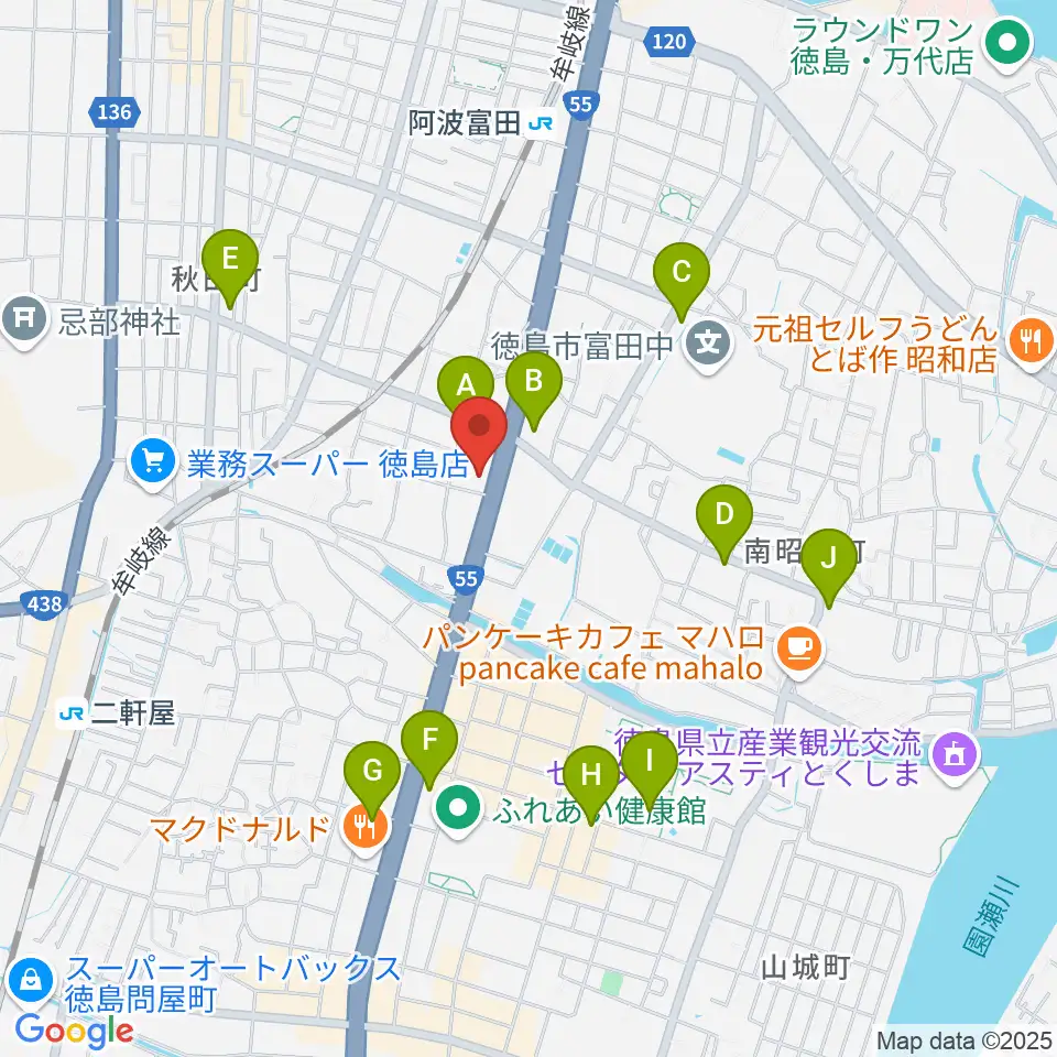 ゲオ徳島南昭和店周辺のコンビニエンスストア一覧地図
