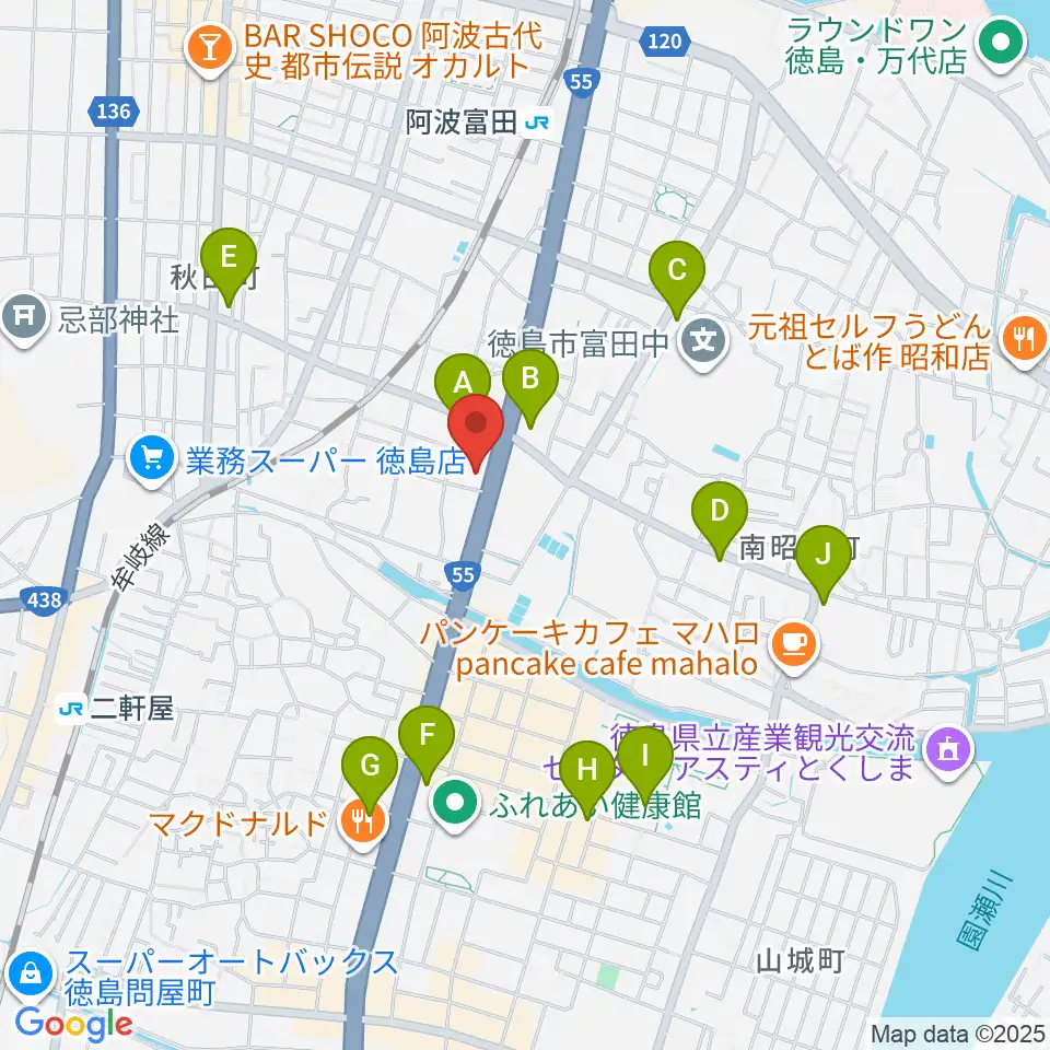 ゲオ徳島南昭和店周辺のコンビニエンスストア一覧地図