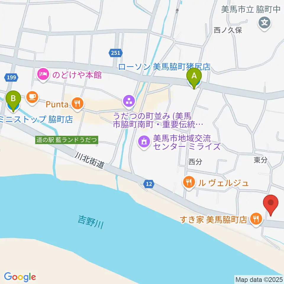 ゲオ脇町店周辺のコンビニエンスストア一覧地図