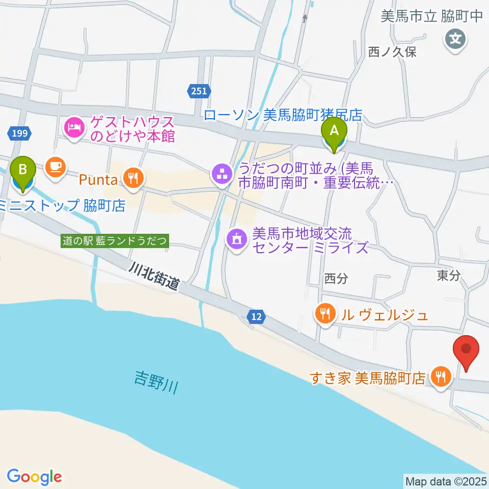 ゲオ脇町店周辺のコンビニエンスストア一覧地図
