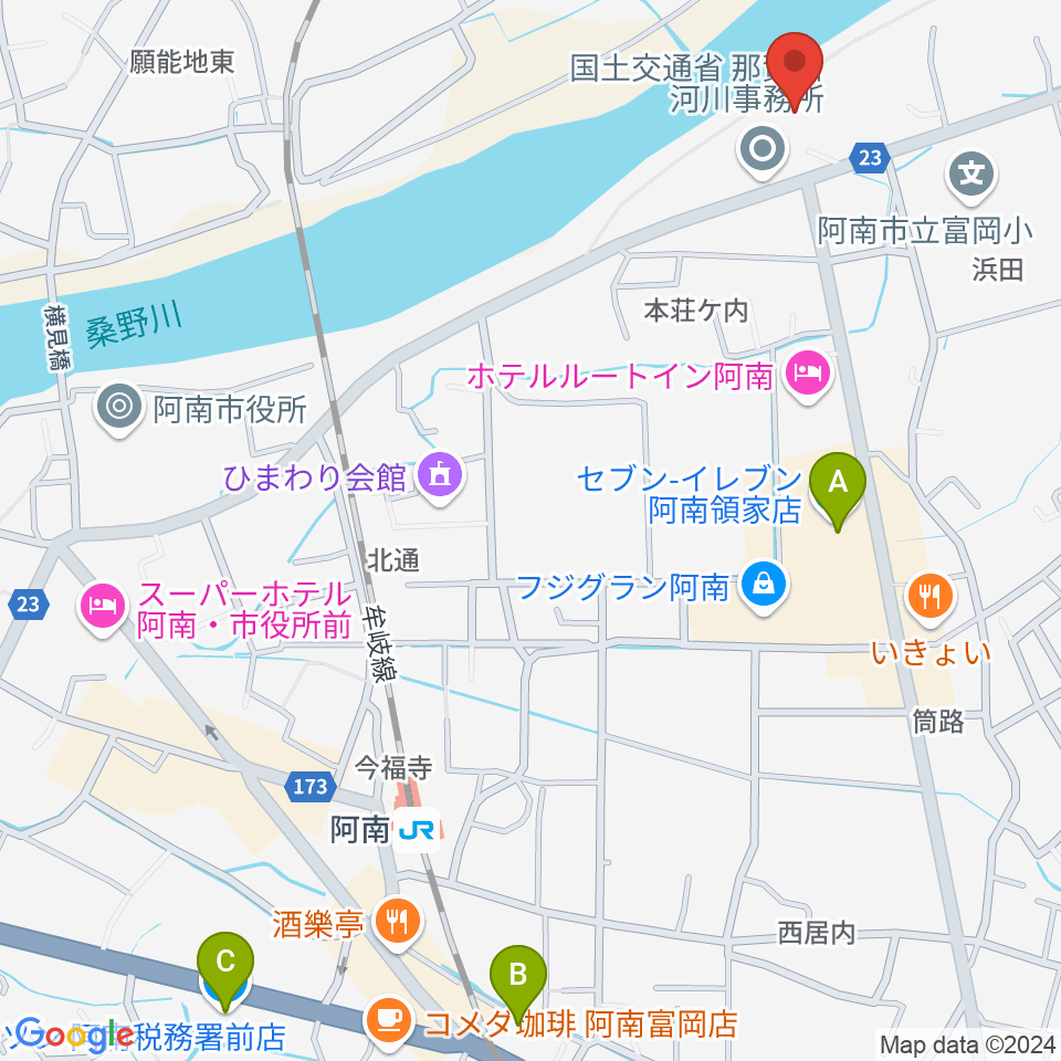 平惣ゲオ阿南センター店周辺のコンビニエンスストア一覧地図