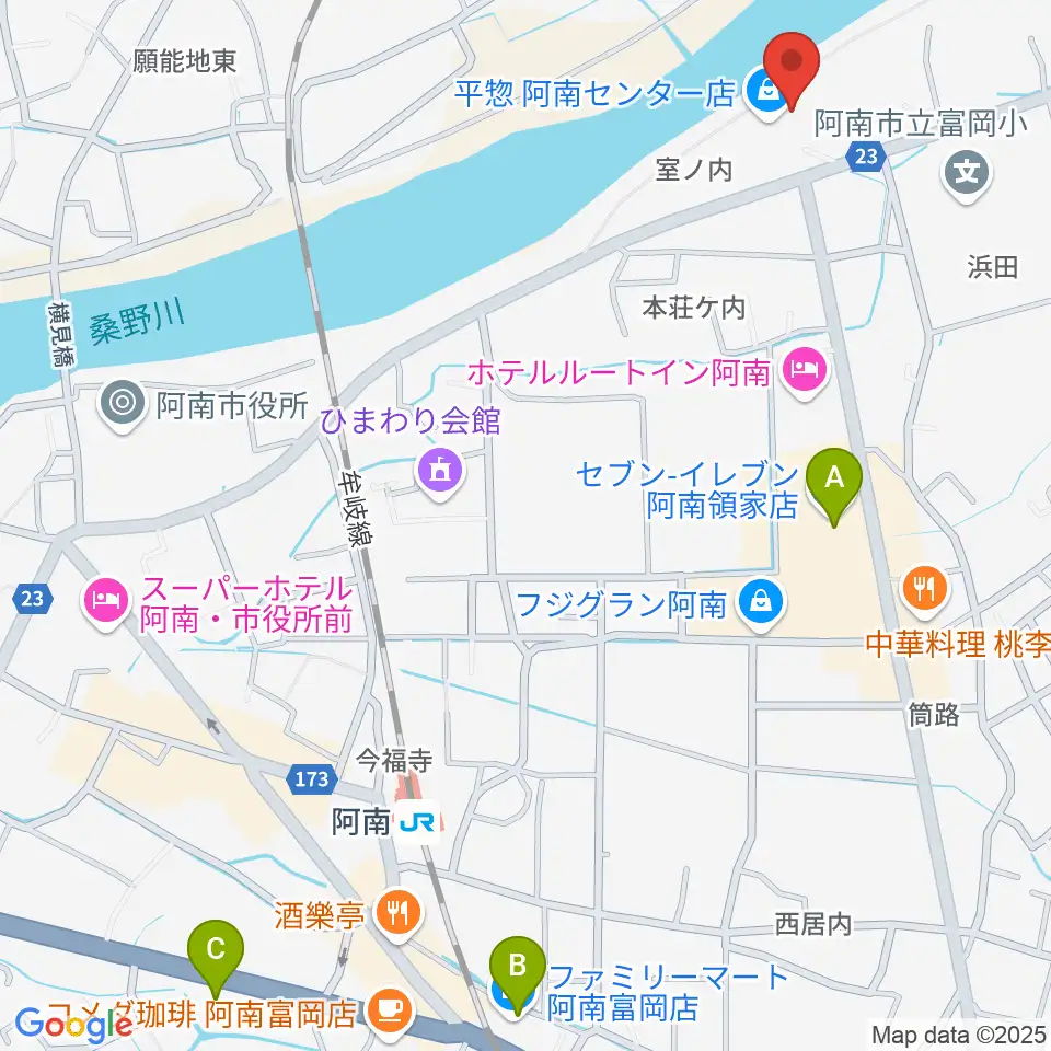 平惣ゲオ阿南センター店周辺のコンビニエンスストア一覧地図