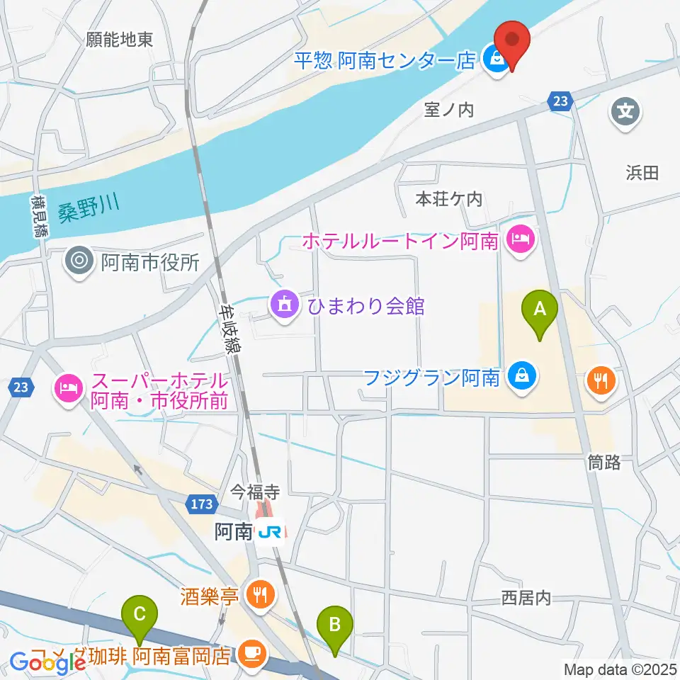 平惣ゲオ阿南センター店周辺のコンビニエンスストア一覧地図