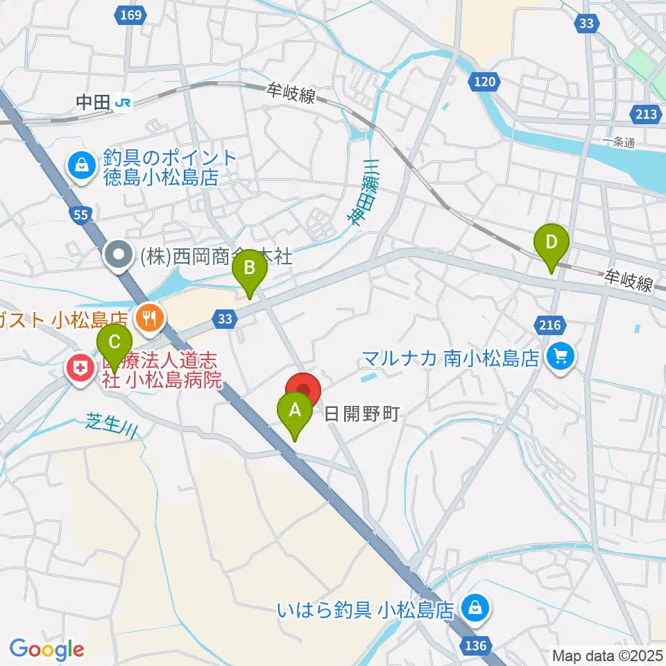 平惣ゲオ小松島店周辺のコンビニエンスストア一覧地図