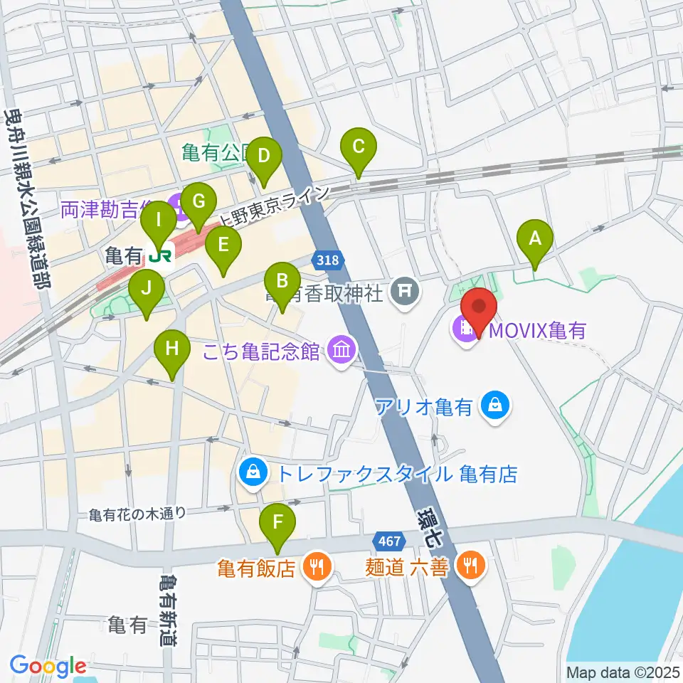 タワーレコード アリオ亀有店周辺のコンビニエンスストア一覧地図