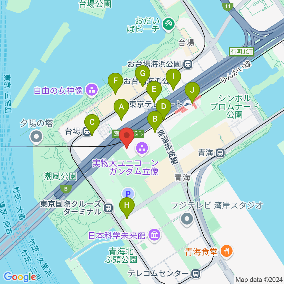 TOWERminiダイバーシティ東京 プラザ店周辺のコンビニエンスストア一覧地図